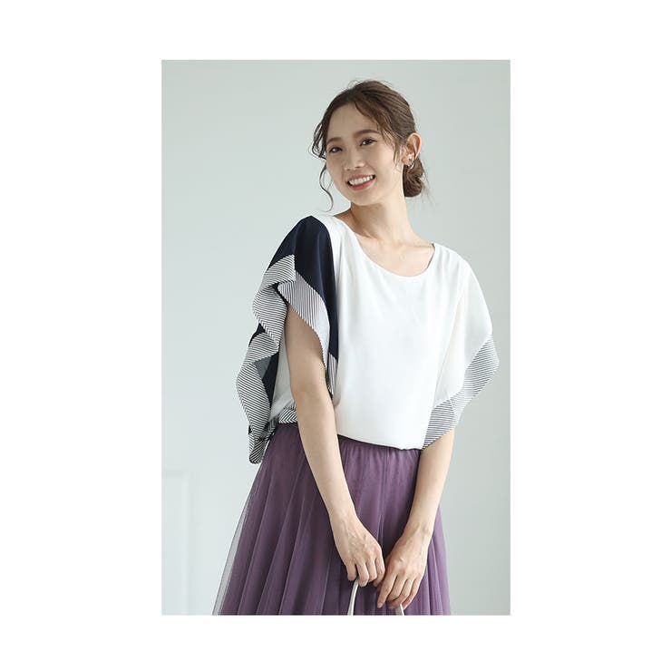 ストライプフリルの爽やかカットソー【7月20日20時販売新作】
