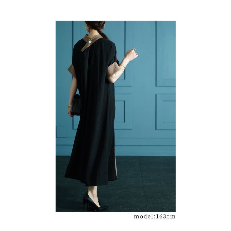 スタイリッシュに華奢見え配色Aラインワンピース レディース ファッション | Sawa a la mode | 詳細画像15 