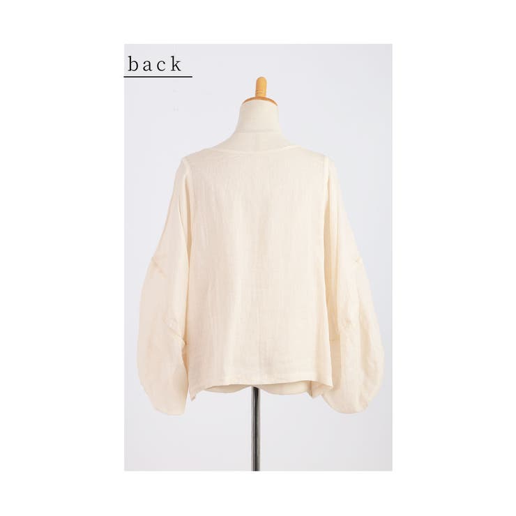 さらりと心地よいふんわり袖リネンブラウス レディース ファッション