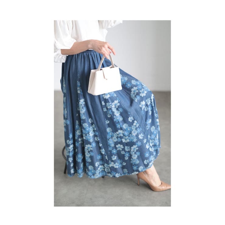 ふわり花が舞う大人のデニムフレアスカート レディース ファッション[品番：SLMW0010856]｜Sawa a la mode（サワアラモード  ）のレディースファッション通販｜SHOPLIST（ショップリスト）