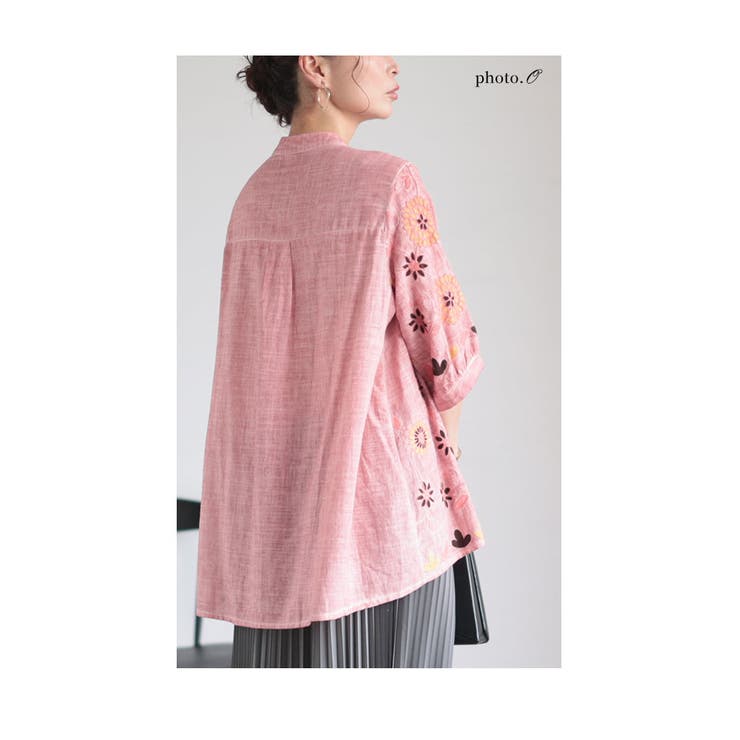 刺繍で描いた花が咲くコットンシャツチュニック レディース ファッション | Sawa a la mode | 詳細画像7 