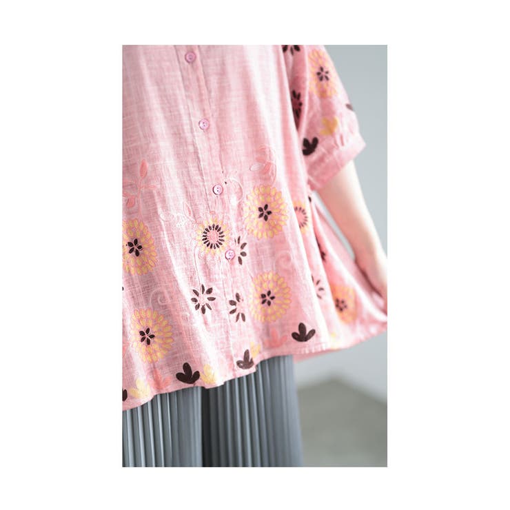 刺繍で描いた花が咲くコットンシャツチュニック レディース ファッション | Sawa a la mode | 詳細画像8 