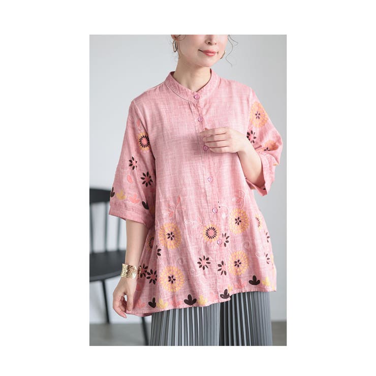 刺繍で描いた花が咲くコットンシャツチュニック レディース ファッション | Sawa a la mode | 詳細画像10 