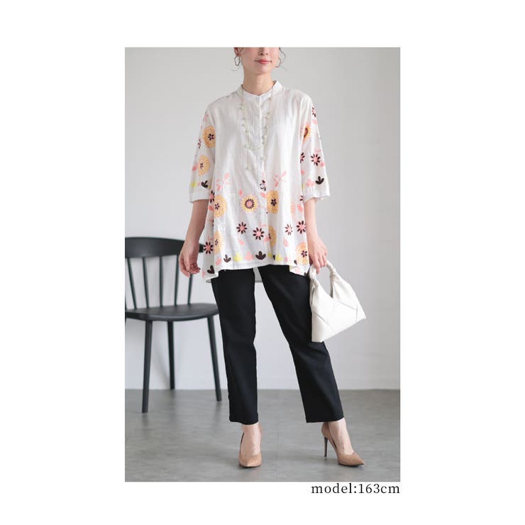 刺繍で描いた花が咲くコットンシャツチュニック レディース ファッション | Sawa a la mode | 詳細画像11 