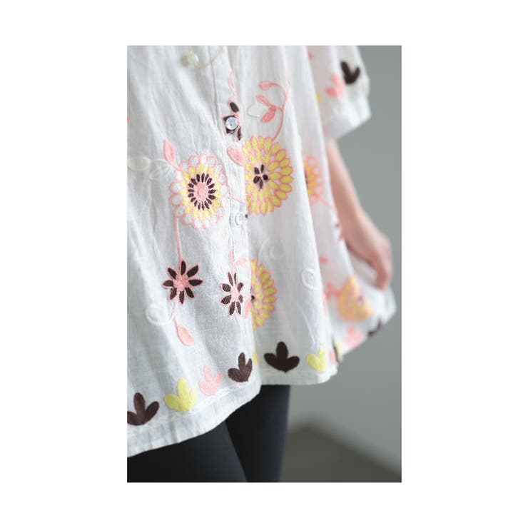 刺繍で描いた花が咲くコットンシャツチュニック レディース ファッション | Sawa a la mode | 詳細画像16 