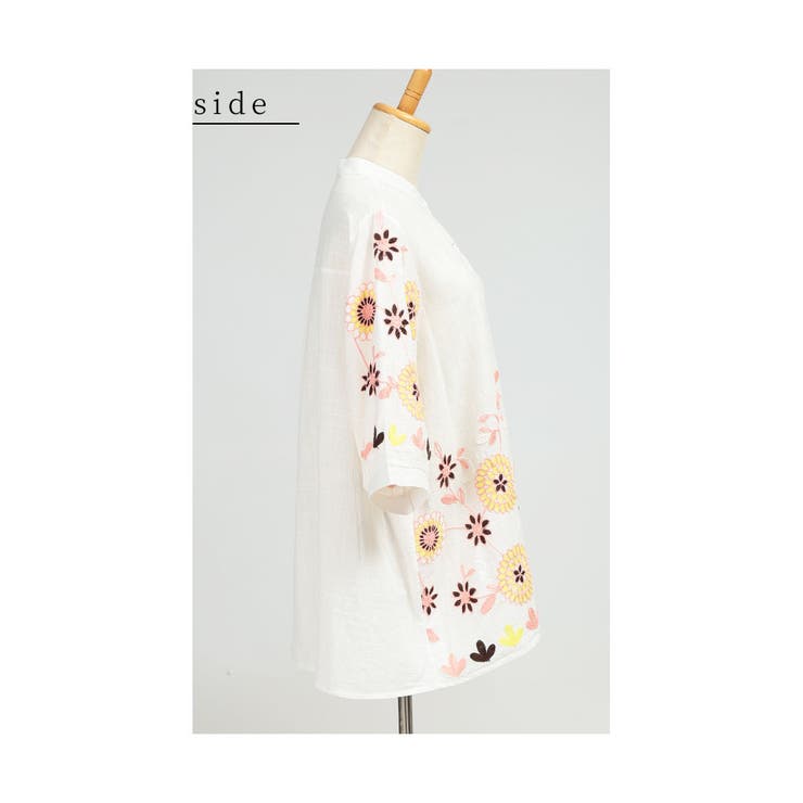 刺繍で描いた花が咲くコットンシャツチュニック レディース ファッション | Sawa a la mode | 詳細画像21 