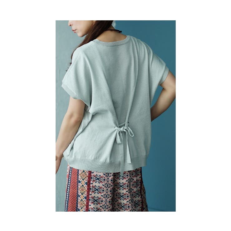 後ろ姿を華やかにバックリボンニットトップス【8月12日20時販売新作】