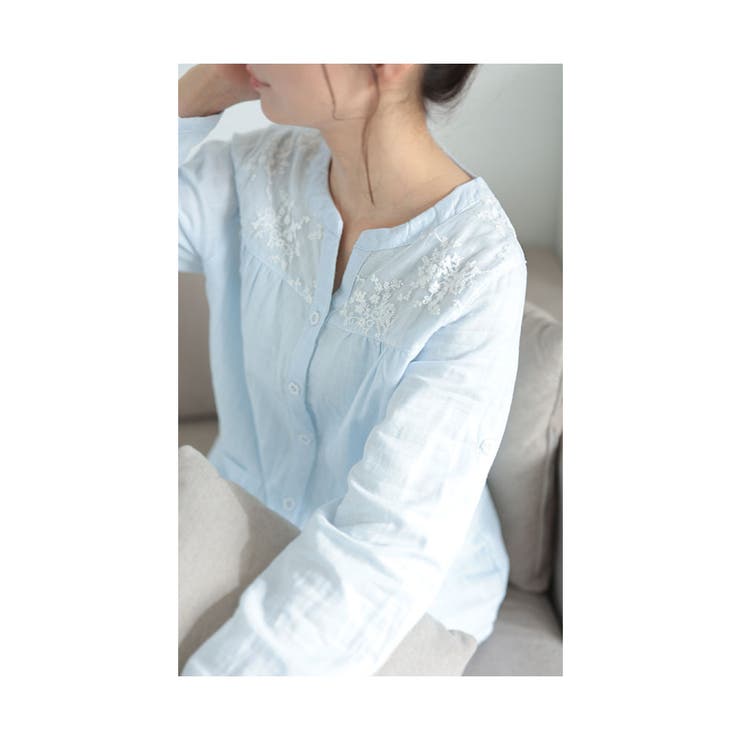 ループ付き刺繍ガーゼパジャマ【8月24日20時販売新作】