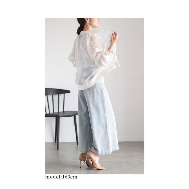 薔薇の花とドットが浮かぶシアーブルゾン【8月21日20時販売新作】