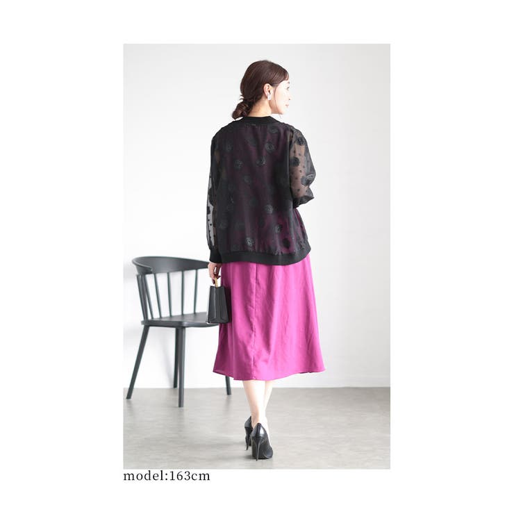 薔薇の花とドットが浮かぶシアーブルゾン【8月21日20時販売新作】