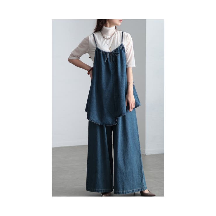 トレンドに着回せるデニムチュニック×パンツセットアップ
