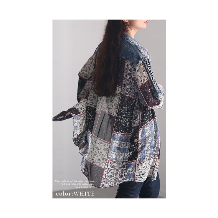 こだわりを詰め込んだパッチワーク異素材シャツ レディース ファッション | Sawa a la mode | 詳細画像10 