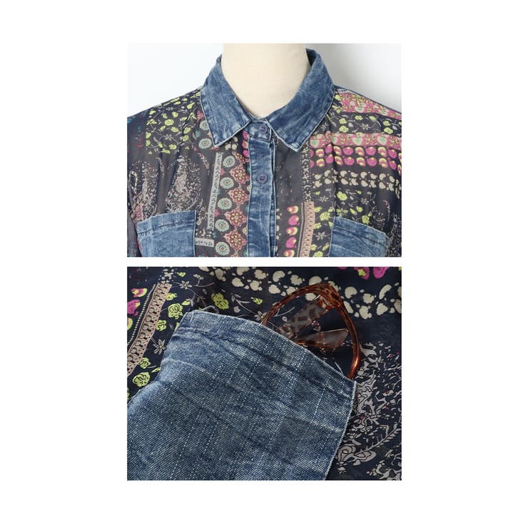 こだわりを詰め込んだパッチワーク異素材シャツ レディース ファッション | Sawa a la mode | 詳細画像22 