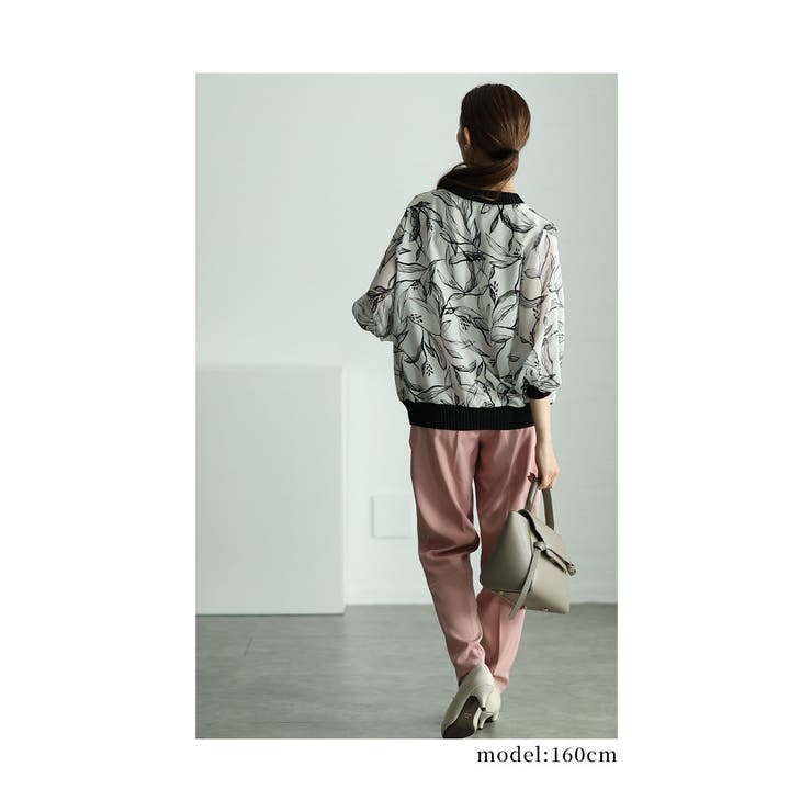 品ある大人の華やぎリーフ柄シアートップス【9月9日20時販売新作】