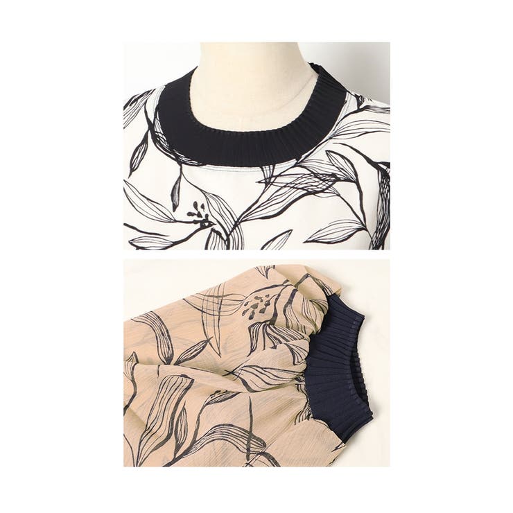 品ある大人の華やぎリーフ柄シアートップス【9月9日20時販売新作】