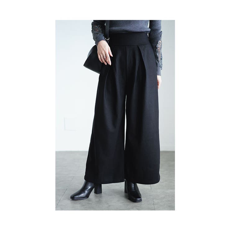 裾が床につかないストレッチタックワイドパンツ【9月25日20時販売新作】