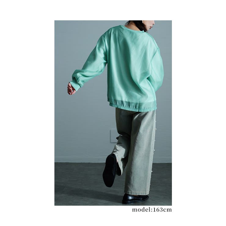 女っぽアクティブな着こなし重なるシフォントレーナー【9月30日20時販売新作】