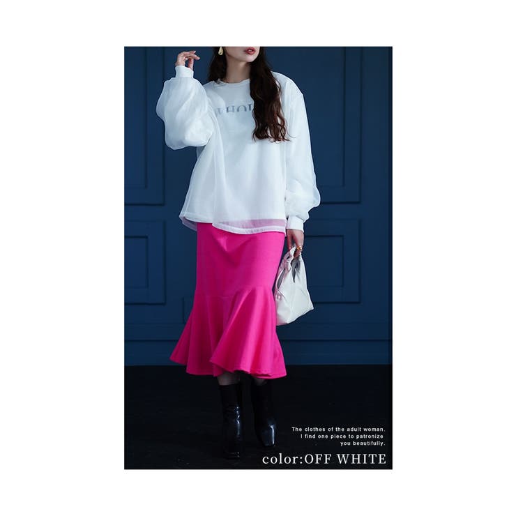女っぽアクティブな着こなし重なるシフォントレーナー【9月30日20時販売新作】