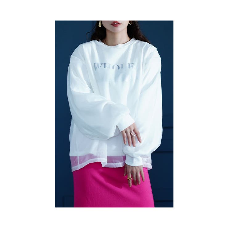 女っぽアクティブな着こなし重なるシフォントレーナー【9月30日20時販売新作】