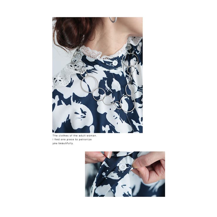 パンチングレース流れる花シルエットブラウストップス レディース ファッション | Sawa a la mode | 詳細画像12 