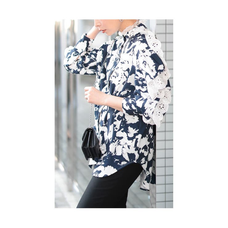 パンチングレース流れる花シルエットブラウストップス レディース ファッション | Sawa a la mode | 詳細画像14 