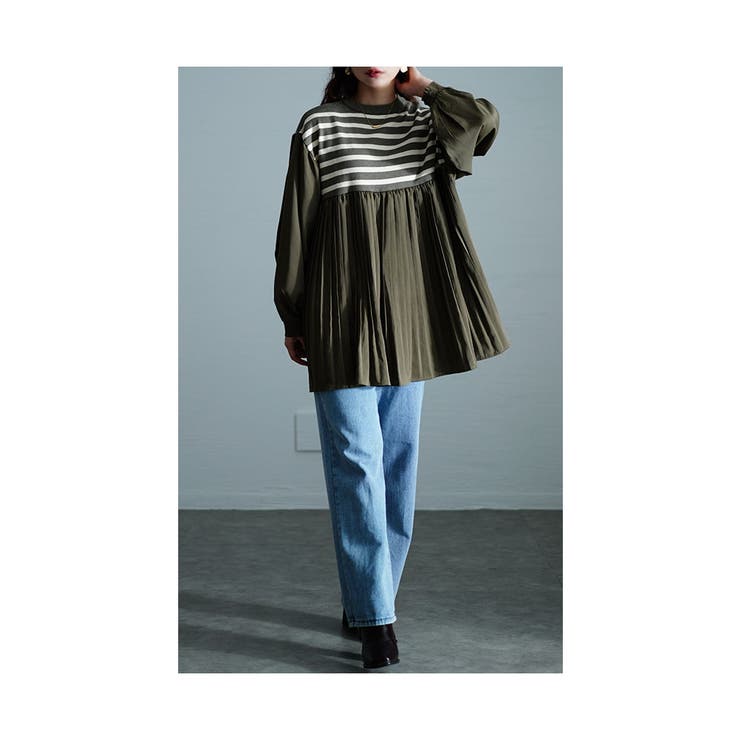 王道カジュアルをレディに異素材プリーツトップス レディース ファッション | Sawa a la mode | 詳細画像15 