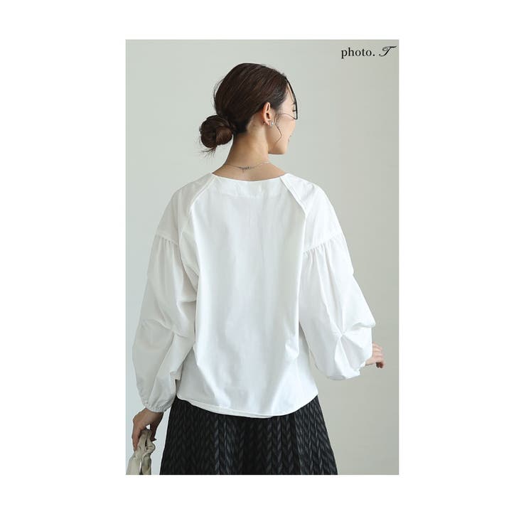 ふんわり袖異素材ドッキングトップス【10月9日20時販売新作】