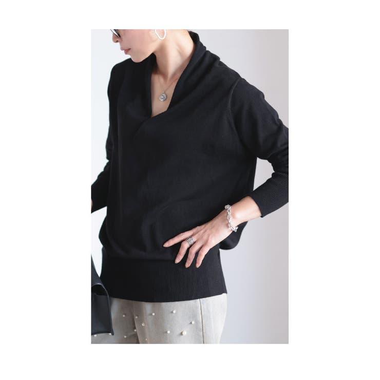 カシュクールネック綿ニットトップス【10月9日20時販売新作】