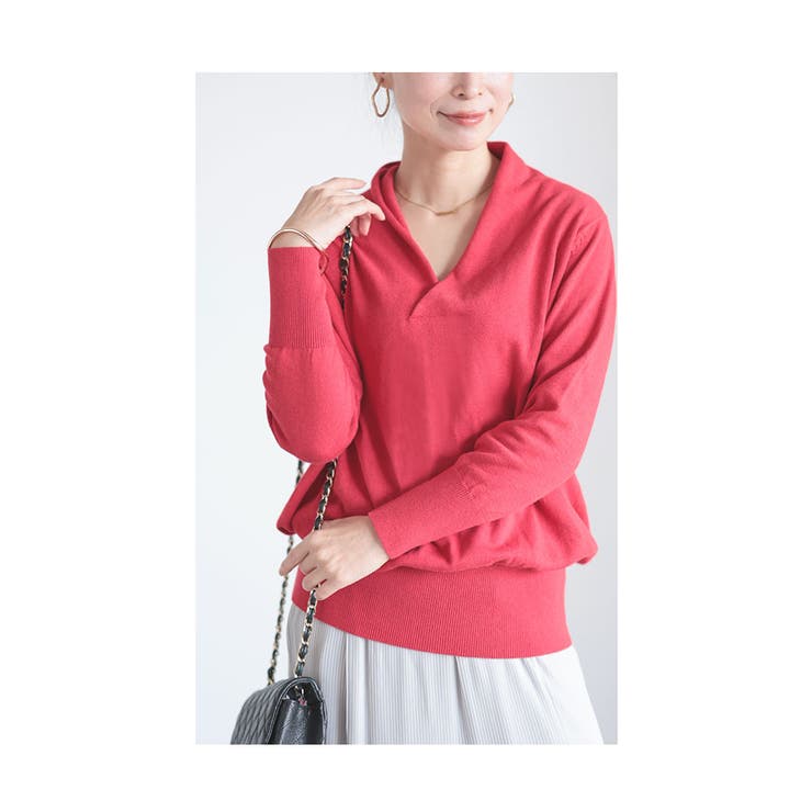 カシュクールネック綿ニットトップス【10月9日20時販売新作】