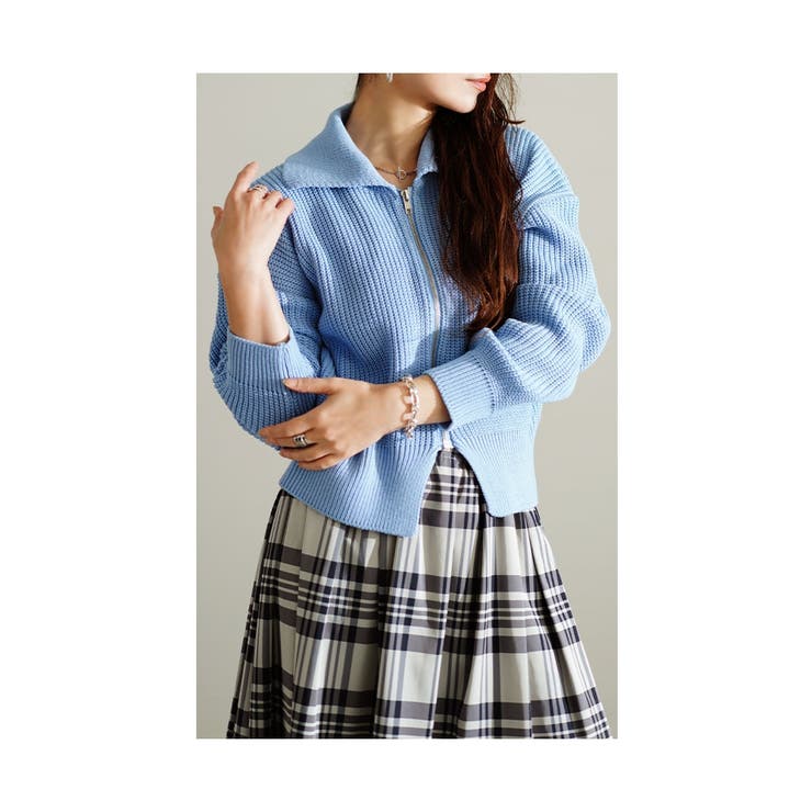 シンプルを今っぽくするジップアップニット【10月7日20時販売新作】
