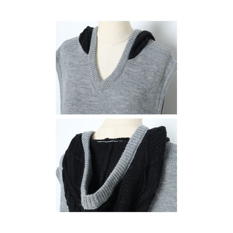 ケーブル編みで旬顔にフーディニットワンピース レディース ファッション | Sawa a la mode | 詳細画像23 