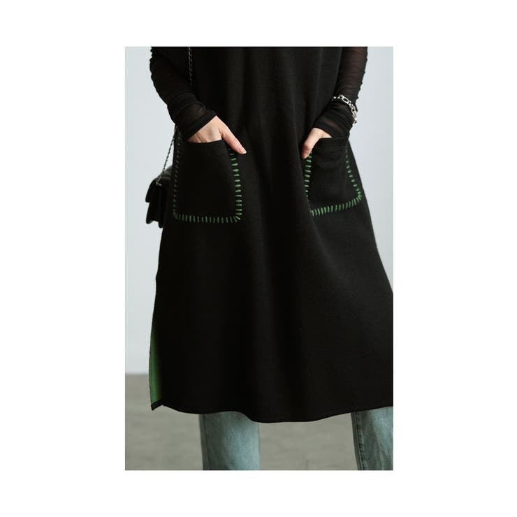 配色ステッチでこなれるニットチュニックベスト レディース ファッション | Sawa a la mode | 詳細画像14 