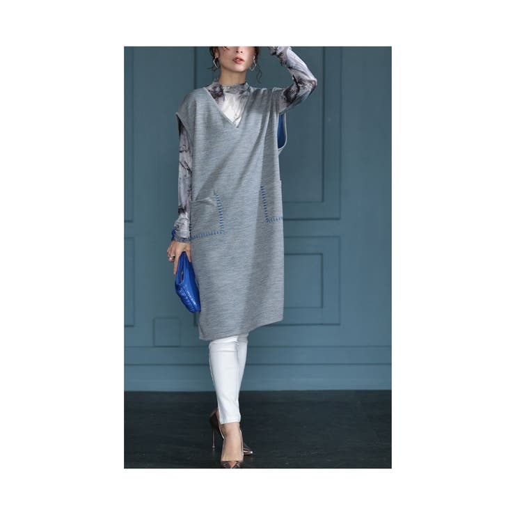 配色ステッチでこなれるニットチュニックベスト レディース ファッション | Sawa a la mode | 詳細画像20 