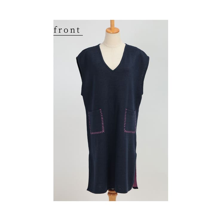 配色ステッチでこなれるニットチュニックベスト レディース ファッション | Sawa a la mode | 詳細画像21 