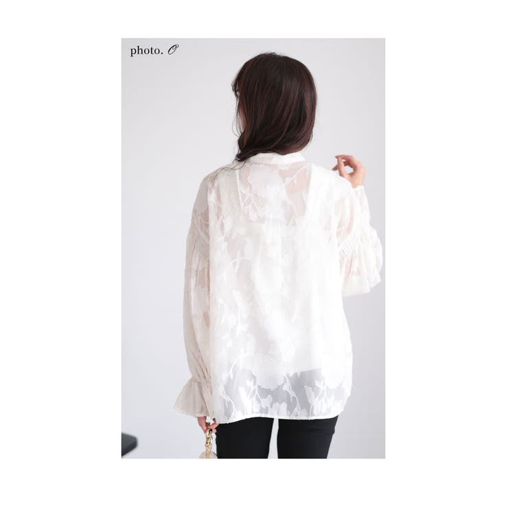 浮き上がる花シルエットのシアーシャツブラウス レディース ファッション | Sawa a la mode | 詳細画像7 