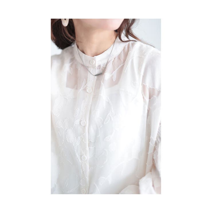 浮き上がる花シルエットのシアーシャツブラウス レディース ファッション | Sawa a la mode | 詳細画像8 