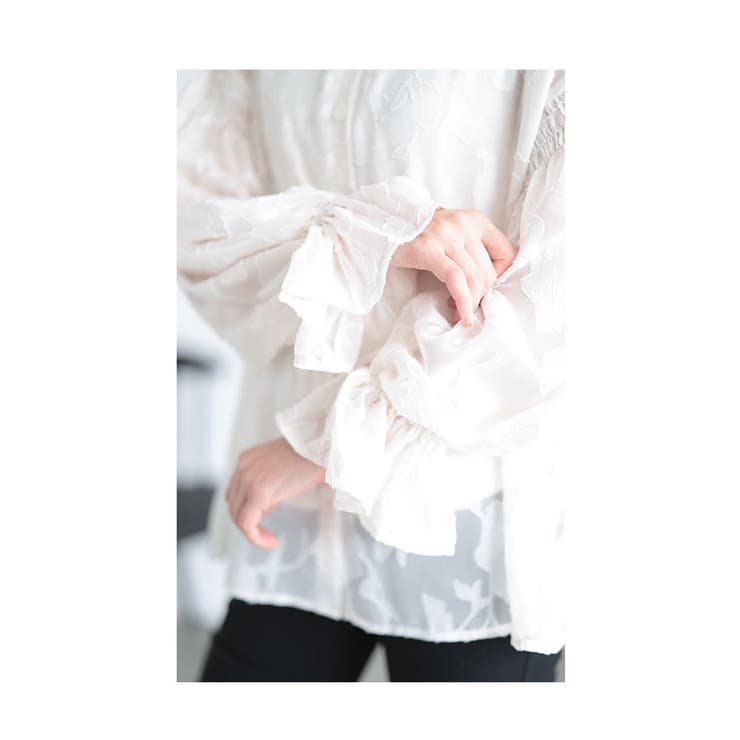 浮き上がる花シルエットのシアーシャツブラウス レディース ファッション | Sawa a la mode | 詳細画像9 