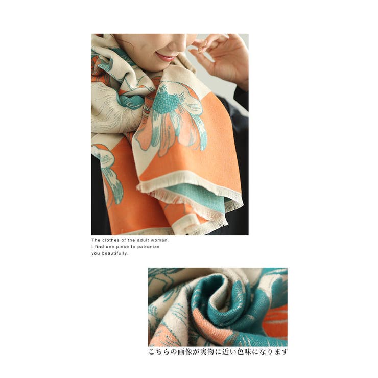 レトロな美しさに魅了する花柄大判ストール レディース ファッション | Sawa a la mode | 詳細画像4 