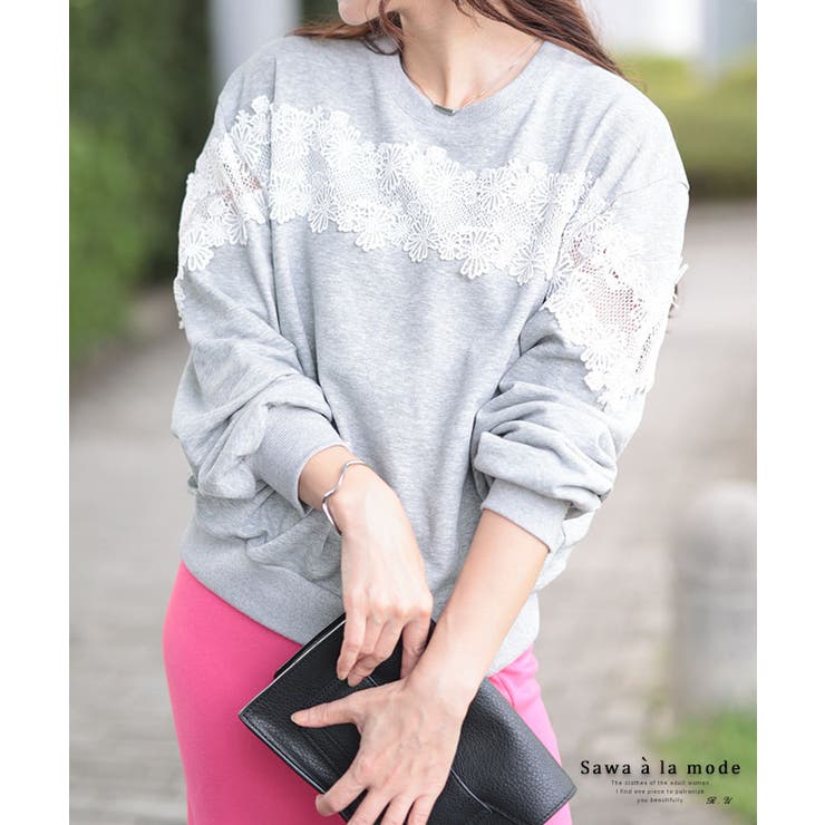 胸元に浮き咲く花レースプルオーバートップス レディース ファッション | Sawa a la mode | 詳細画像1 