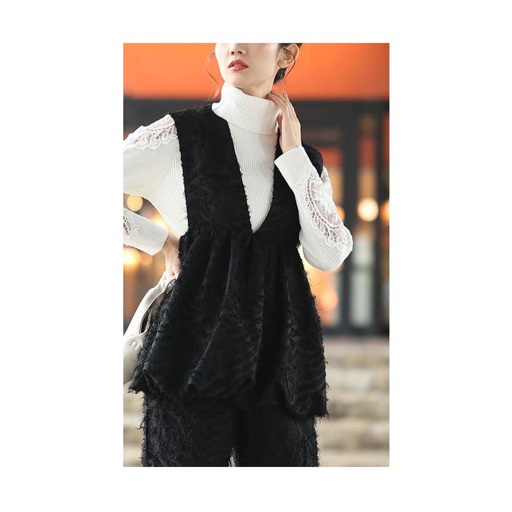 バルーンシルエットシャギージャガードベスト【10月30日20時販売新作】