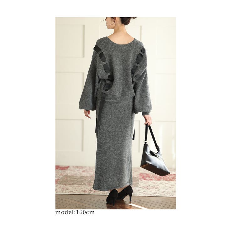 リボンを編みこんだふんわり袖ニットカーディガン レディース ファッション | Sawa a la mode | 詳細画像18 