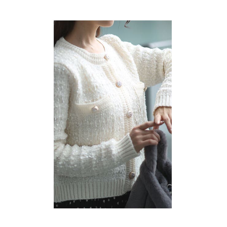 きらり煌くラメツイード風ニットカーディガン レディース ファッション | Sawa a la mode | 詳細画像15 