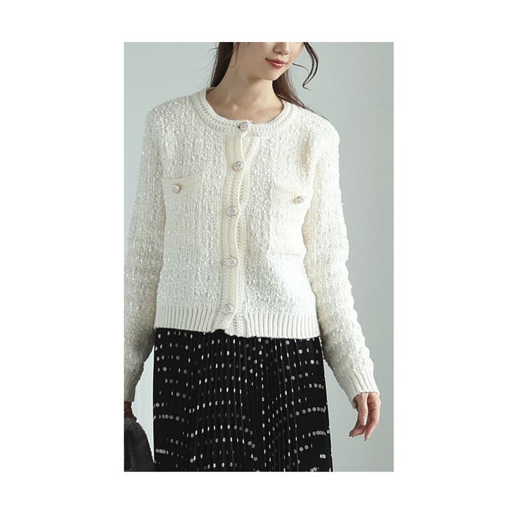 きらり煌くラメツイード風ニットカーディガン レディース ファッション | Sawa a la mode | 詳細画像19 