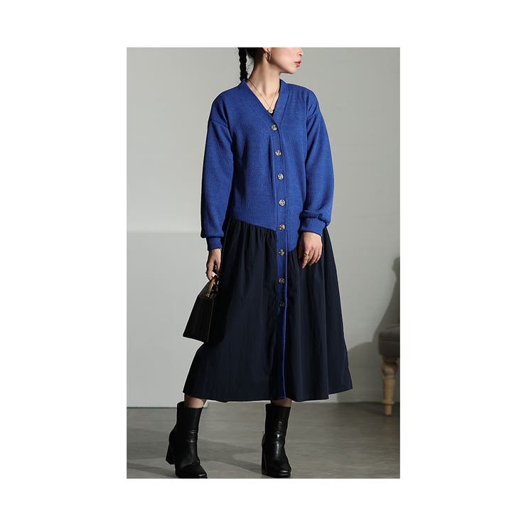 遊び心を込めた異素材カーディガンワンピース レディース ファッション | Sawa a la mode | 詳細画像9 