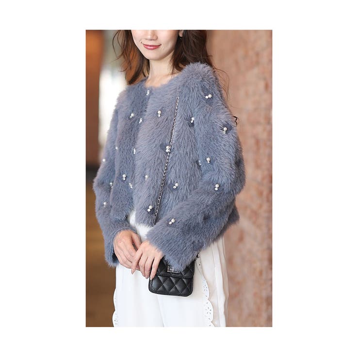 煌きビジューとパールのフェザーニットカーディガン レディース ファッション | Sawa a la mode | 詳細画像9 