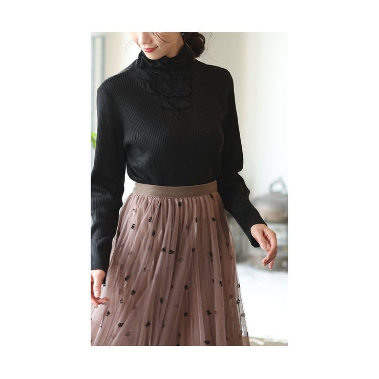 くしゅっとシャーリングネックのリブニットトップス レディース ファッション | Sawa a la mode | 詳細画像14 