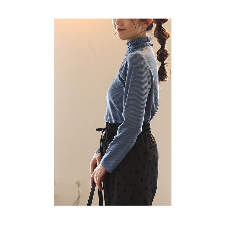 くしゅっとシャーリングネックのリブニットトップス レディース ファッション | Sawa a la mode | 詳細画像16 