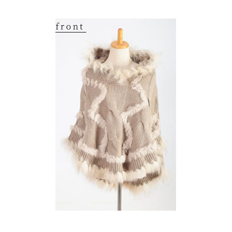 ふわふわラビットファーのケーブル編みニットポンチョ レディース ファッション[品番：SLMW0011110]｜Sawa a la  mode（サワアラモード ）のレディースファッション通販｜SHOPLIST（ショップリスト）