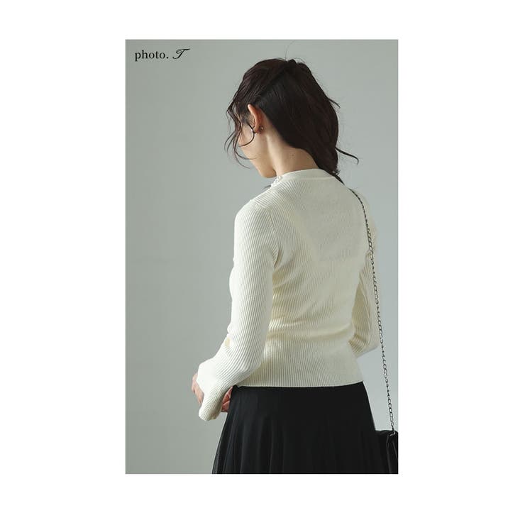 輝き放つパールネックリブニットトップス【11月16日20時販売新作】