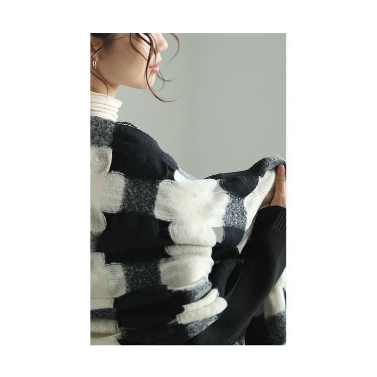 ふわふわニットのチェックストール【11月23日20時販売新作】
